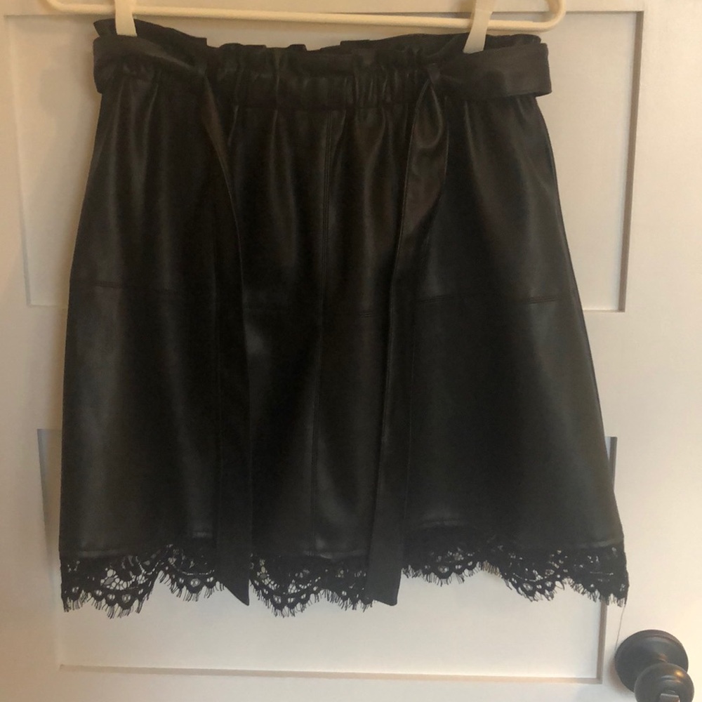 Mustard Seed Faux Leather Black Skirt
